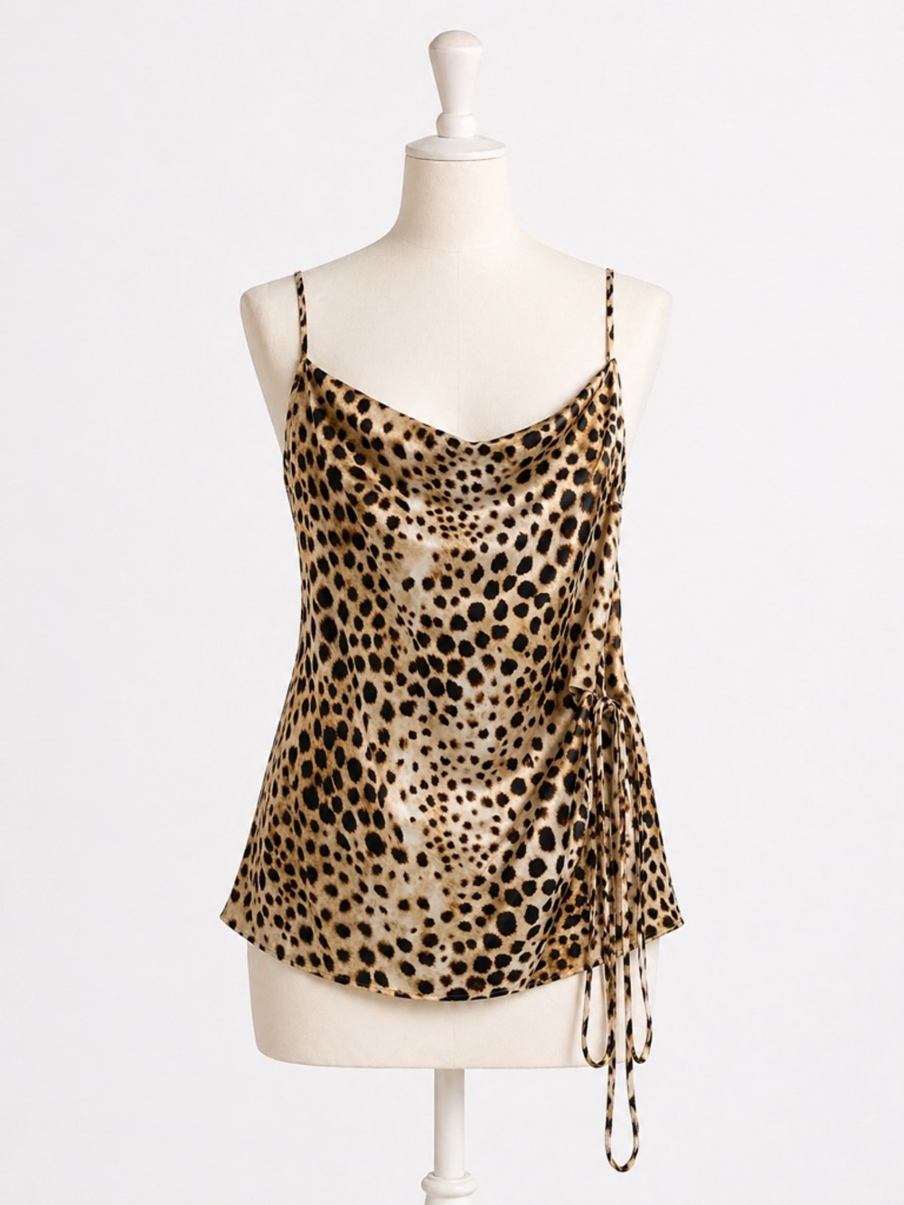 Zara Leopard Print Cowl Neck Camisole - Brown/Black